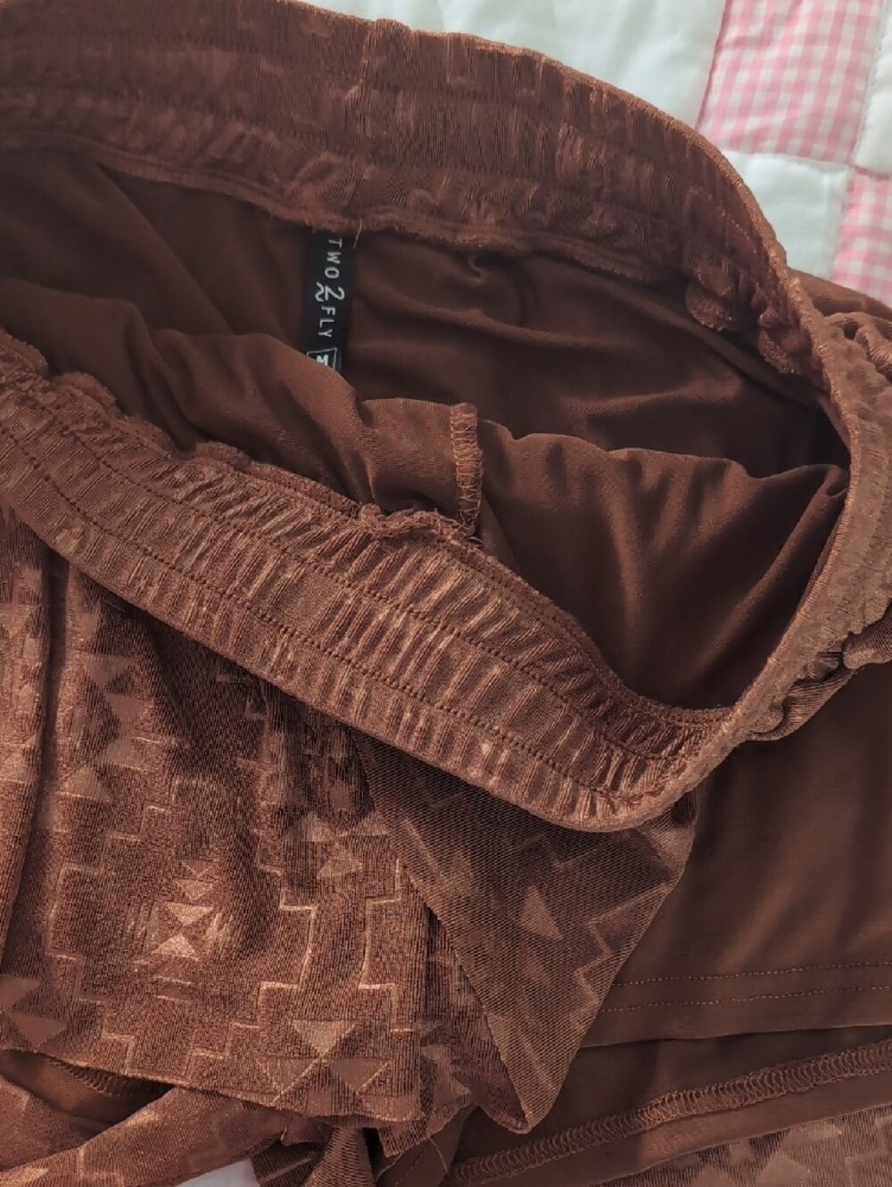 Aztec Rust Brown Layered Shorts - Picture 2 of 3